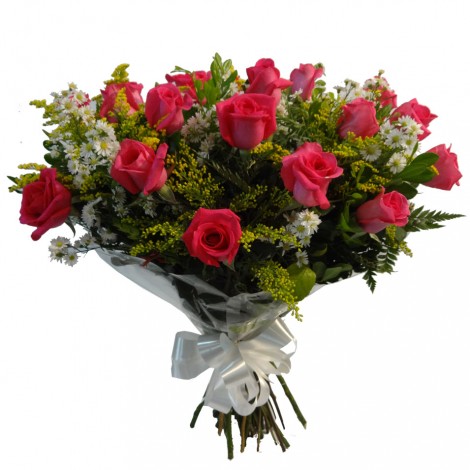 Buque com 12 Rosas Pink