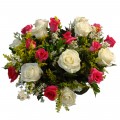 Buquê de Rosas Brancas e Rosa Pink mescladas - 12 Rosas