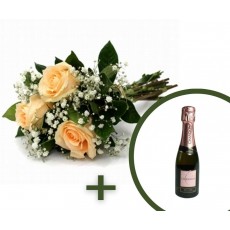 Buque com 3 Rosas Chá + Chandon Baby 187ml